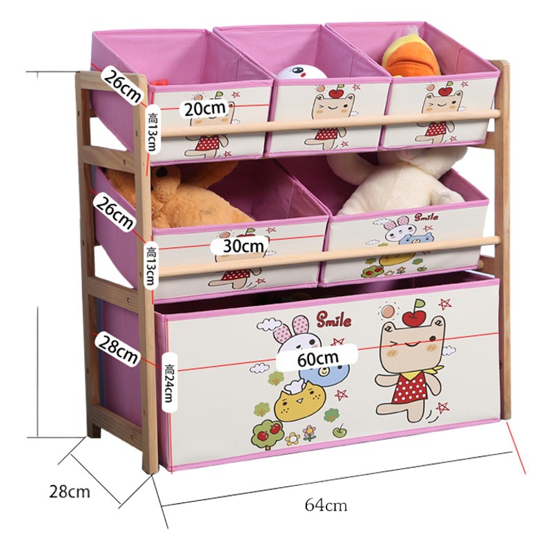 Solid Wood cartoon toy rack kindergarten baby toy storage rack cartoon cloth toy box factory direct sales