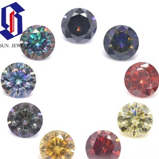 Manufacturers directly supply domestic plated round color moissanite bare stone 5.0MM-9.0MM gem in stock wholesale