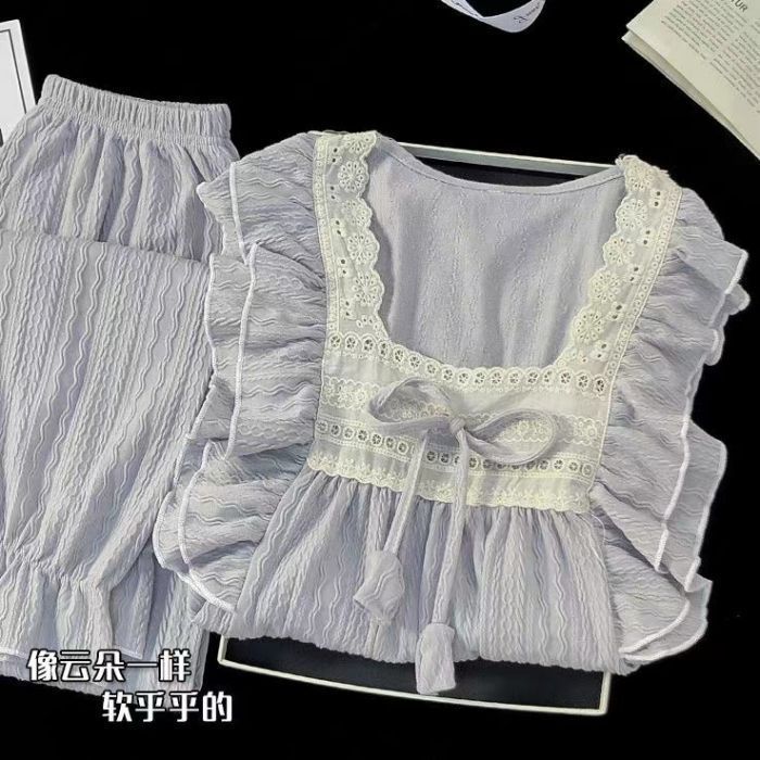 Pijamas de otoño al por mayor transfronterizos mujeres 2025 nuevo algodón de mangas largas dulce princesa viento se puede usar fuera conjunto de ropa de casa