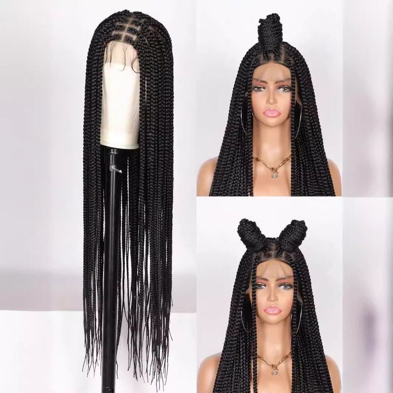 Cross-border new lace braid wig European and American wig women's long straight hair chemical fiber headgear lace braid wig