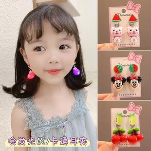 Children's ear clip New style luminous cute cartoon ear hole Princess ear studs personalized earrings little girl earrings accessories