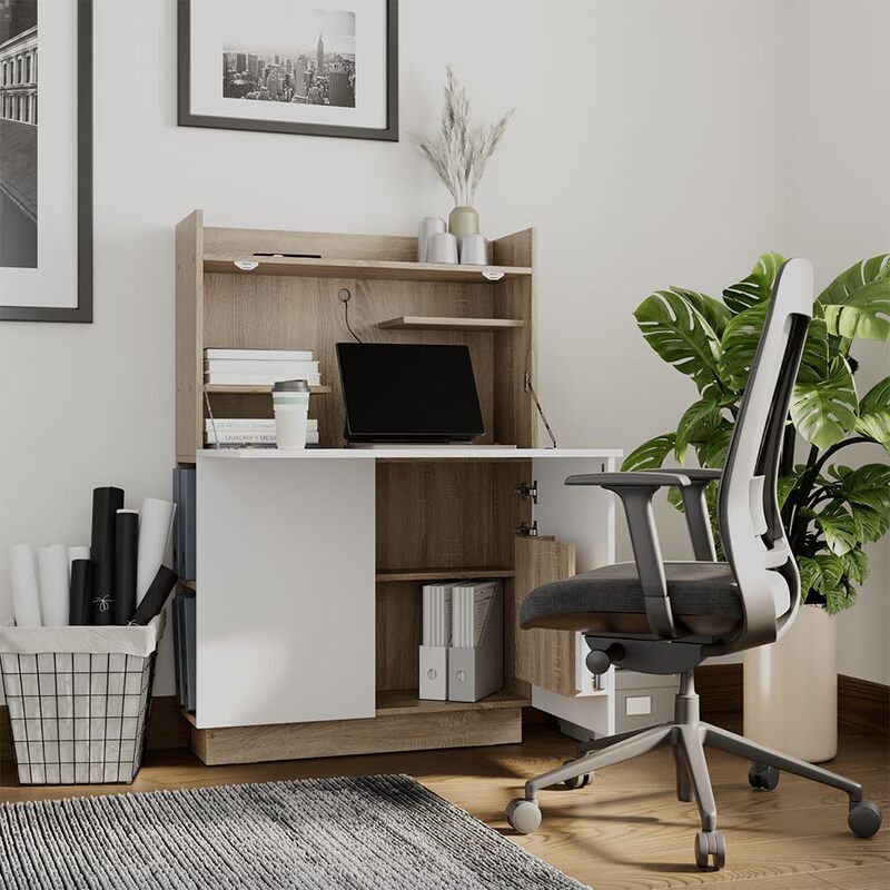 Factory Hot-Selling Folding Table, with Open and Closed Shelves, Compact Design