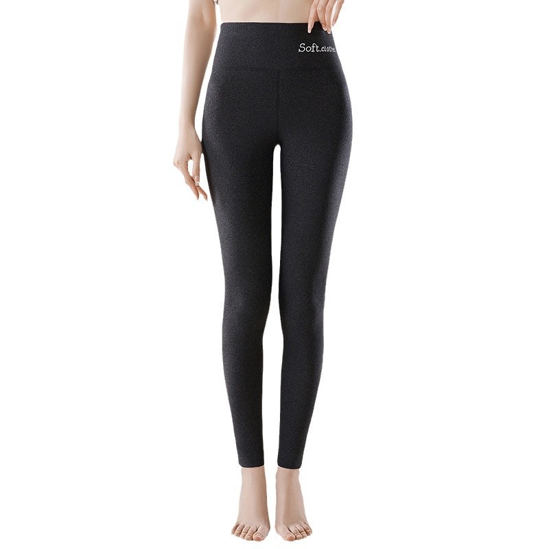 Pantalones térmicos de terciopelo alemán de cintura alta, leggings interiores elásticos para mujer, 2024 invierno, nuevos pantalones largos cepillados de doble cara y calientes image 5