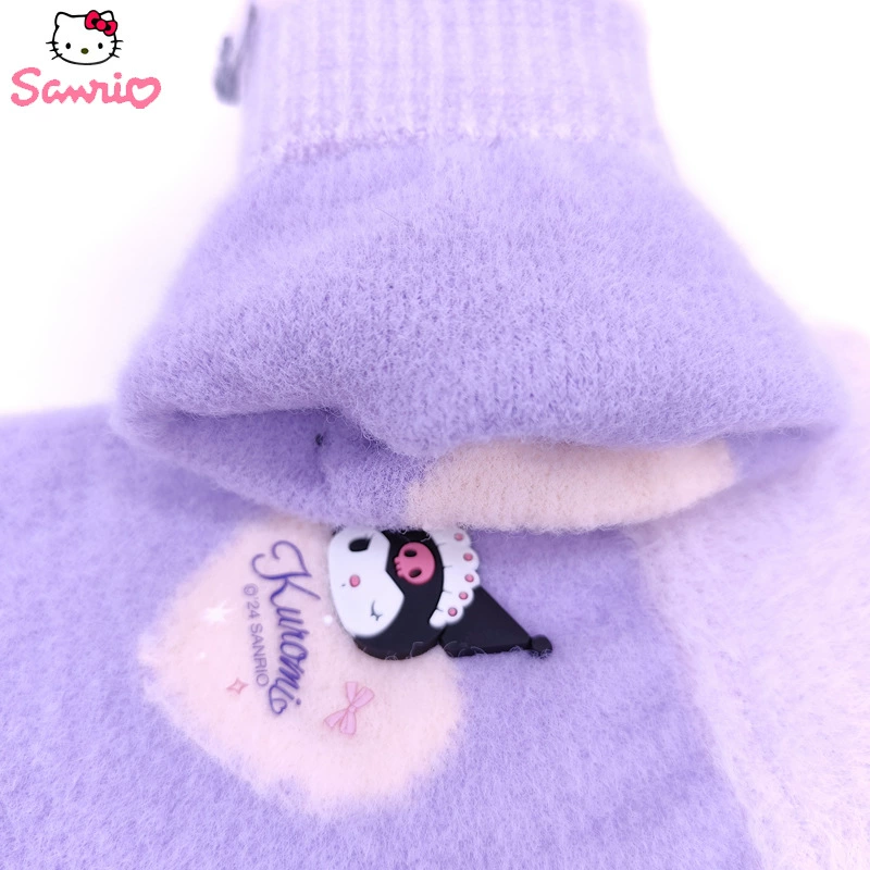 Вязаные дорожные утеплённые мультяшные перчатки Sanrio, для подростков