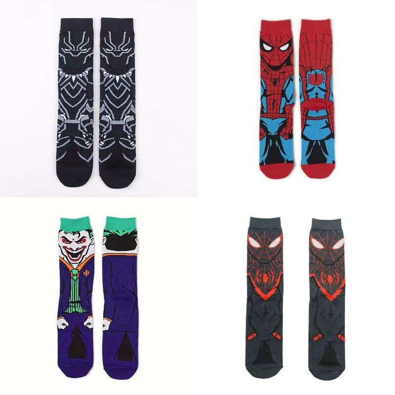 Marvel socks, trendy cartoon casual socks for men and women, personalized spider print, breathable sports mid-calf socks, versatile style Marvel socks, trendy cartoon casual socks for men and women, personalized spider print, breathable sports mid-calf socks, versatile style