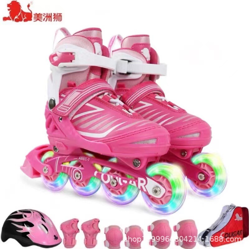 American Lion Children's Skates Skating Shoes Men's and Women's Beginners Full Set Adjustable Roller Skates Roller Skates