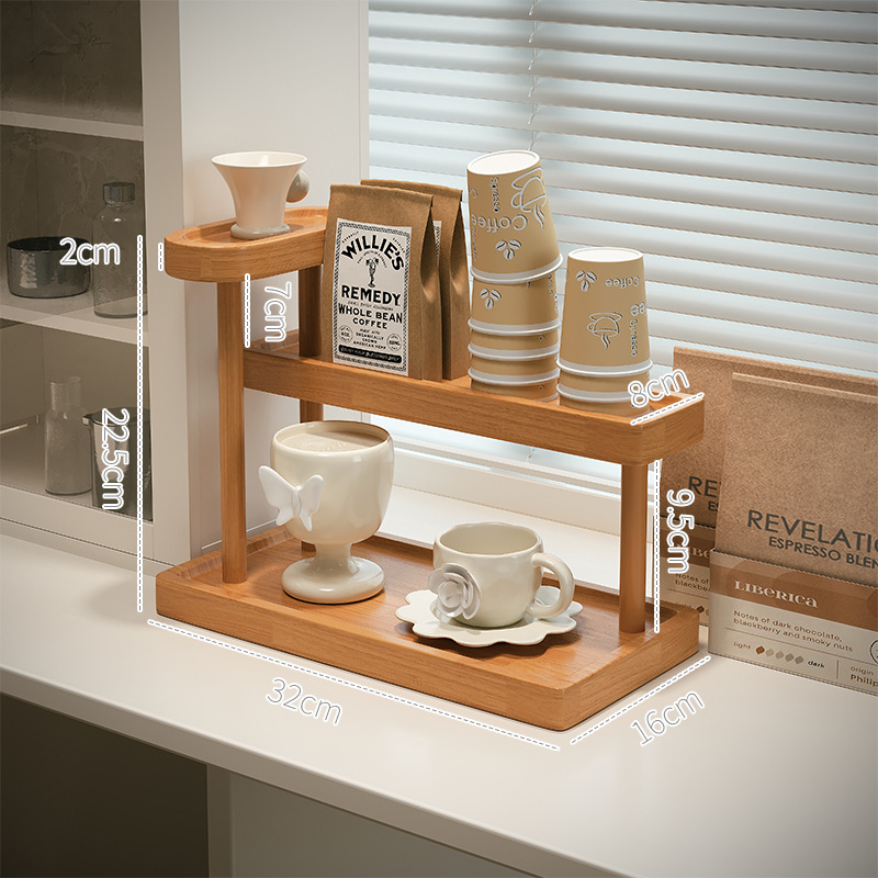 Estante de almacenamiento de tazas de madera maciza Taza de nogal negro Estante de taza de agua Taza de café Estante de almacenamiento de lujo ligero de alta calidad