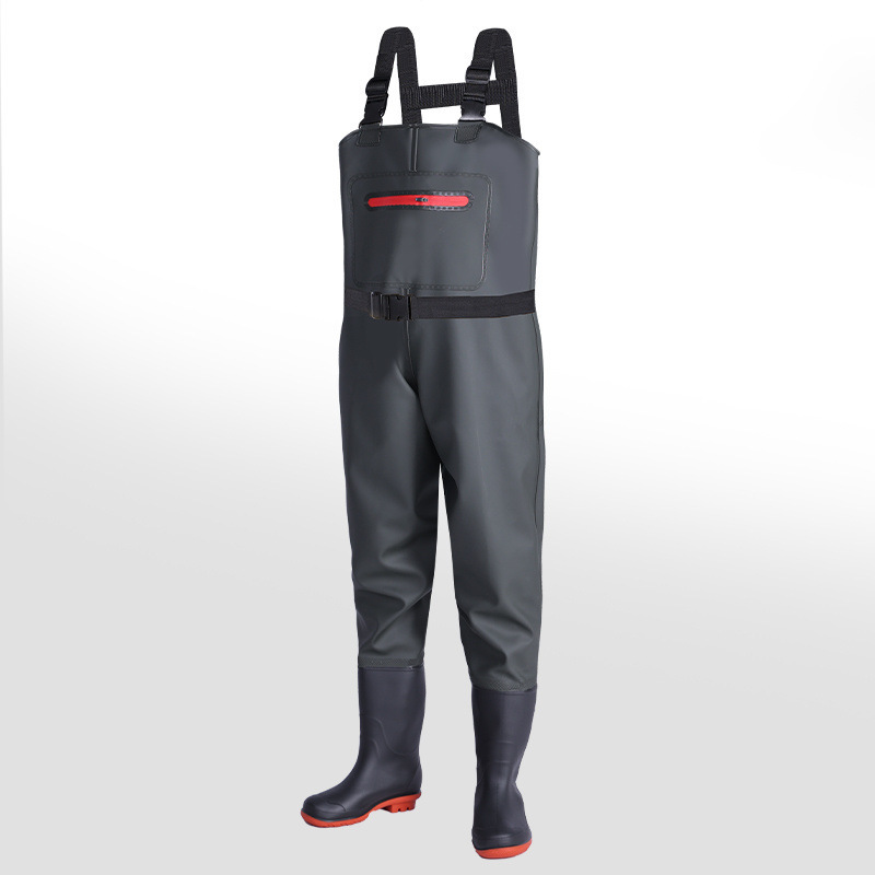 ウェーダー、ハーフレングスレインパンツ、防水服、メンズフィッシングワンピース、全身フィッシングレザーフォークウェーダーパンツ、厚手レインブーツ|undefined