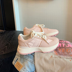 葡萄媽studiolee 復古透氣圓頭拼接踩屎感厚底系帶德訓鞋女款夏季