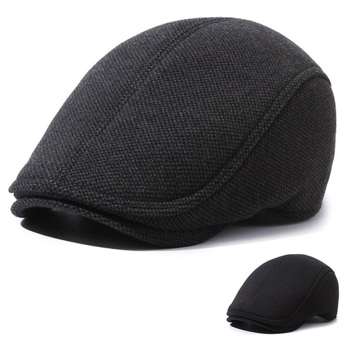 Men's Duckbill Hat for Elderly, Winter Outdoor Cold Protection, Fleece Lined, Thick Ear Coverage Forward Hat