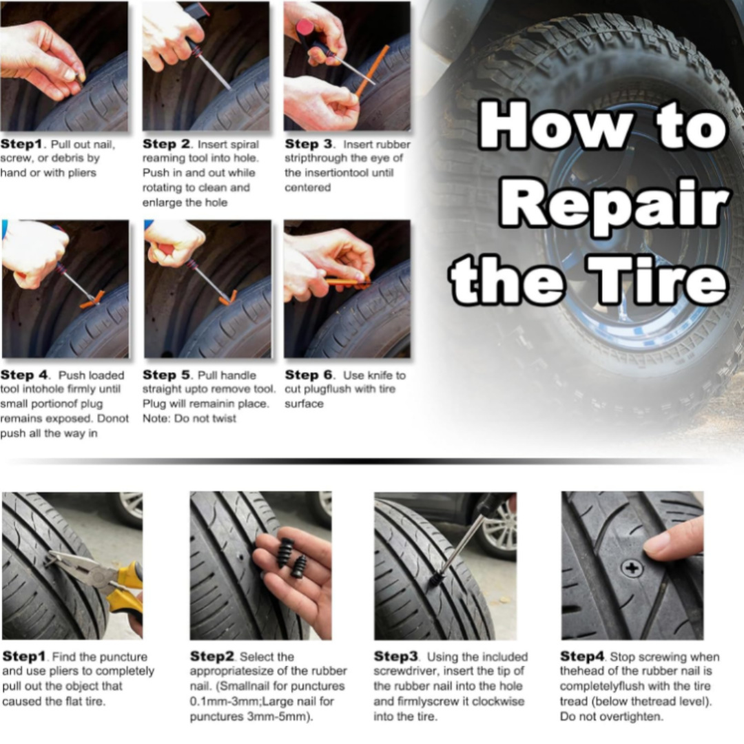 Cross-Border Best-Selling New Tire Repair Tool Set, Quick Repair of Vacuum Tire Punctures, Puncture Strip Tire Repair