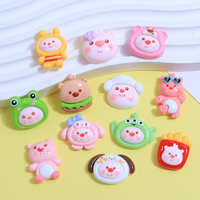 Cute pig costume Children's Fun handmade diy cream glue phone case headdress hairpin jewelry resin accessories wholesale
