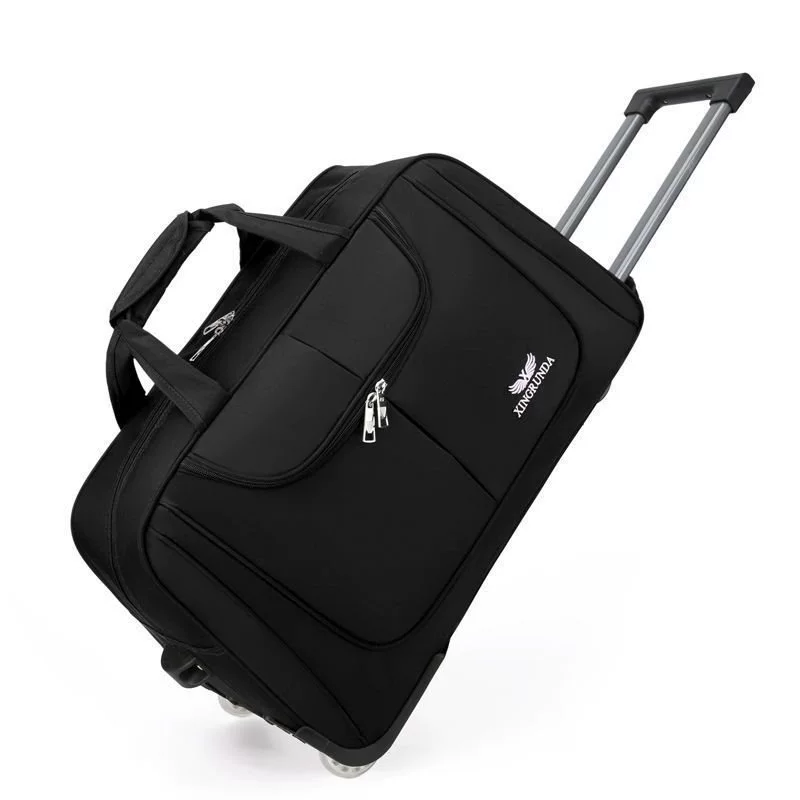 Foldable waterproof travel suitcase / handheld bag, telescopic handle and wheels, spacious, unbranded