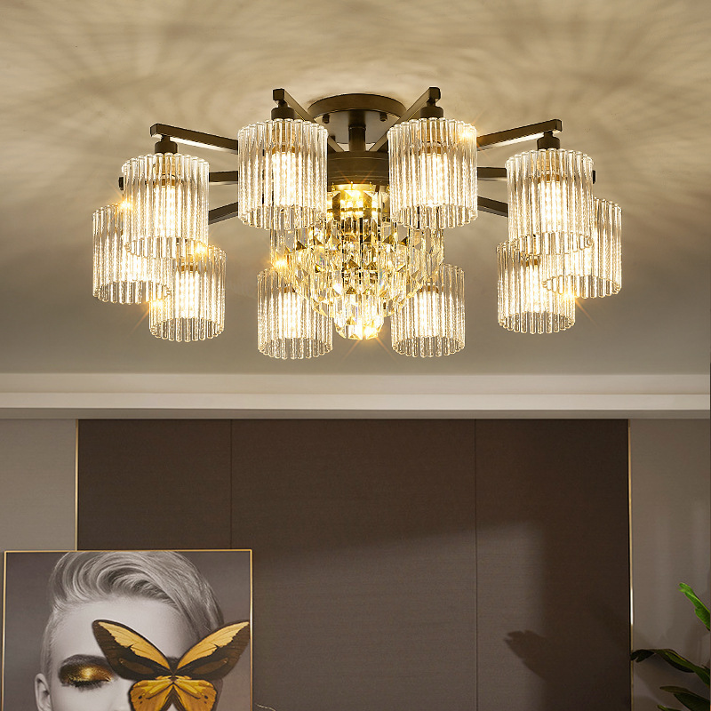 Living room chandelier hall main lamp 2024 new luxury luxury atmospheric crystal chandelier lamp package Living room chandelier hall main lamp 2024 new luxury luxury atmospheric crystal chandelier lamp package