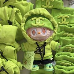 娃衣布布穿搭荧光色套装衣服bubu搪胶玩偶毛绒公仔三代挂件帽衫绿