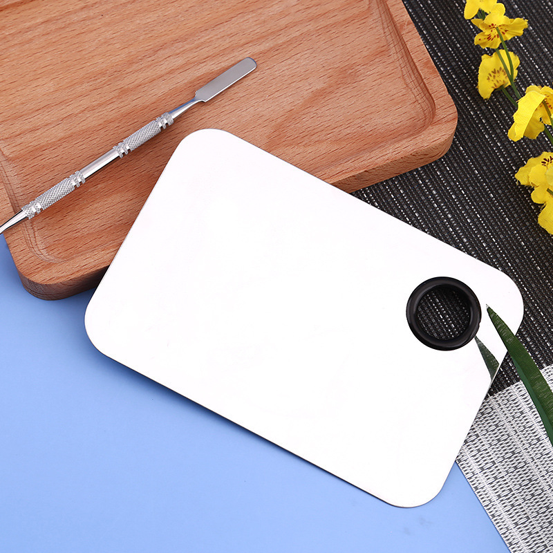 Cuadrado de acero inoxidable paleta maquillaje paleta traje maquillaje del artista mezcla líquido Fundación belleza herramientas