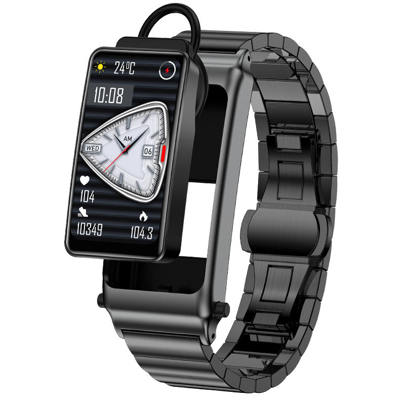 Nuevo reloj inteligente de glucosa en sangre no invasiva K80 pulsera inteligente auricular Bluetooth dos en uno ritmo cardíaco temperatura corporal pago NFC