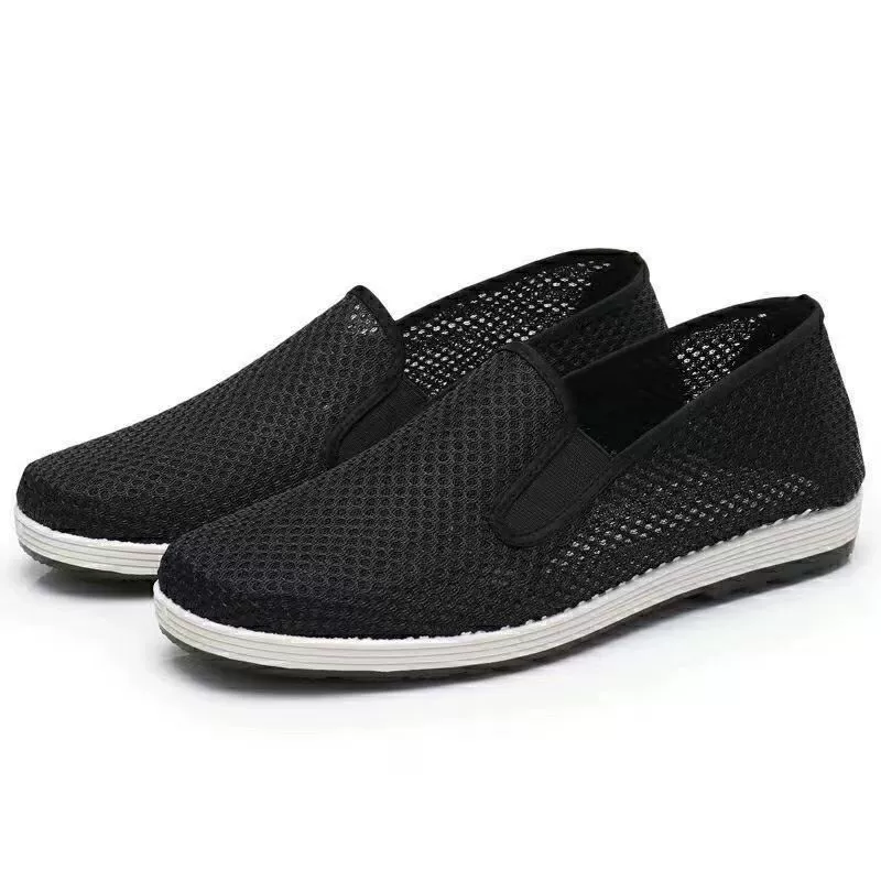 Слипоны, летние дышащие мужские обувь с мягкой нескользящей подошвой
