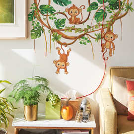 MS1545森林树藤猴子卡通墙贴纸客厅卧室房间装饰墙贴自粘墙贴画
