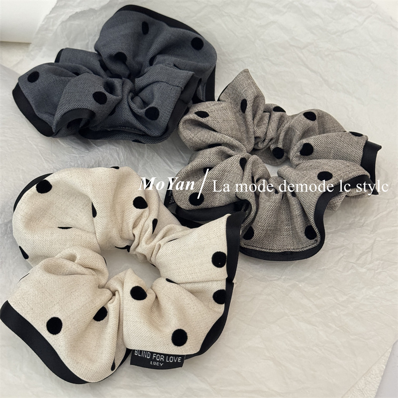 early autumn new high-grade large intestine hair band elegant retro classic style polka dot hair rope bun head rope headdress female