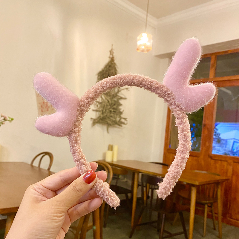 Diadema de terciopelo con diseño de copo de nieve y asta de reno, estilo coreano, de mohair, para Navidad 2025, superventas transfronteriza, accesorio para el cabello, en stock image 4