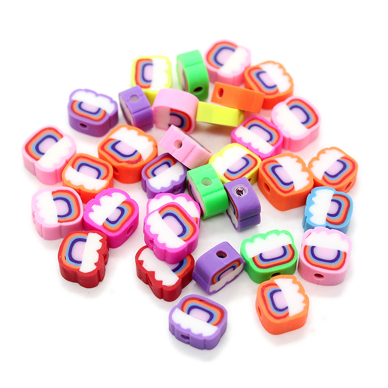 Cuentas de cerámica suave DIY, caras sonrientes, sueltas para pulseras y collares