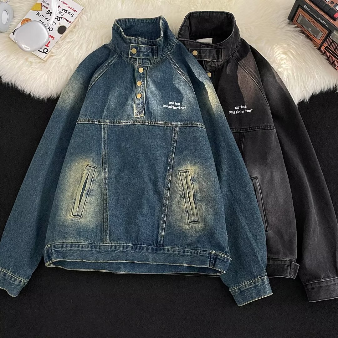 Japanese retro denim jacket for men and women