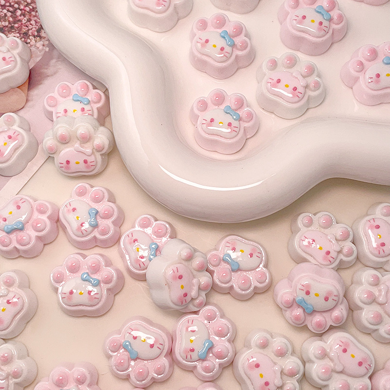 Brillante gato garra DIY accesorios de resina adyacentes de goma crema caja de teléfono móvil pinzas de pelo manuales adyacentes de cabello nevera botones de zapatos