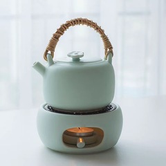 日式陶瓷小火爐蠟燭煮茶暖茶爐防燙耐熱銅片 溫茶爐加熱保溫底座