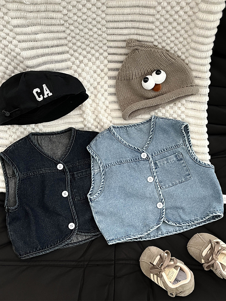 Ropa de bebé de otoño chaleco de estilo extranjero chaleco de moda cool con chaqueta de hombro de vaquero para niños ropa de otoño para bebé abrazadera de caballo