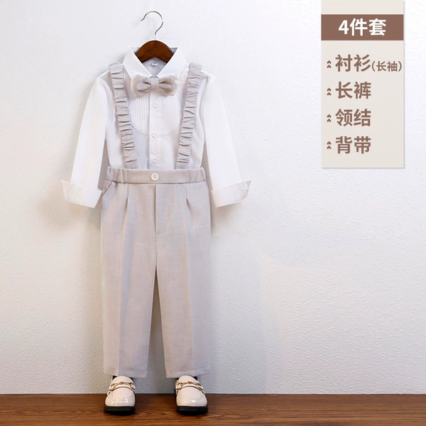 Shirt, set, trousers, bow tie, suspenders