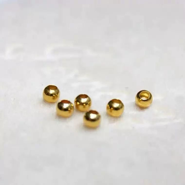 恒升18K金3mmK金珠diy编制手链戒指AU750黄金黄编制手绳首饰