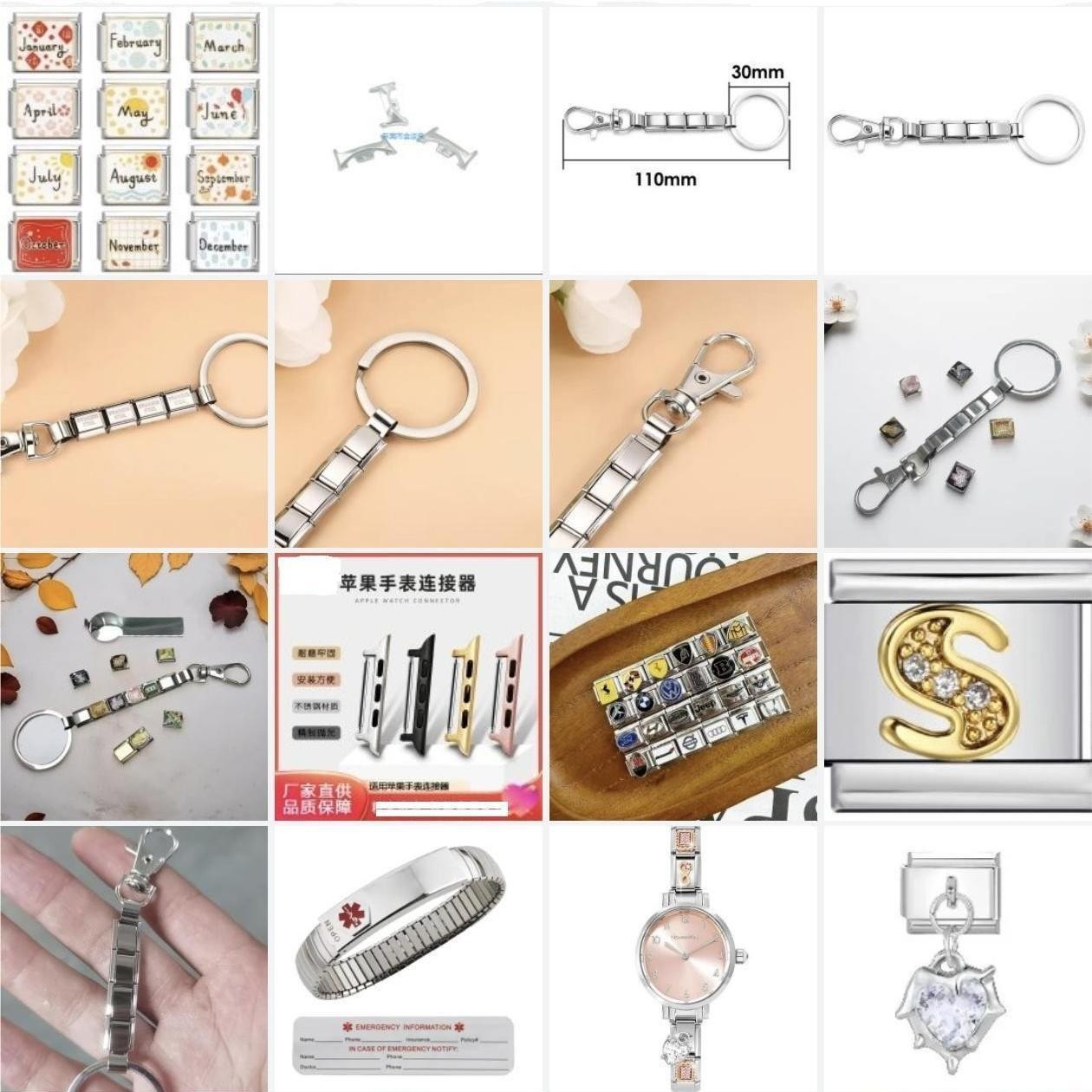 맞춤형 팔찌 새로운 이탈리아 스테인레스 스틸 모듈 DIY 사진 풍경 동물 탄성 팔찌 맞춤형