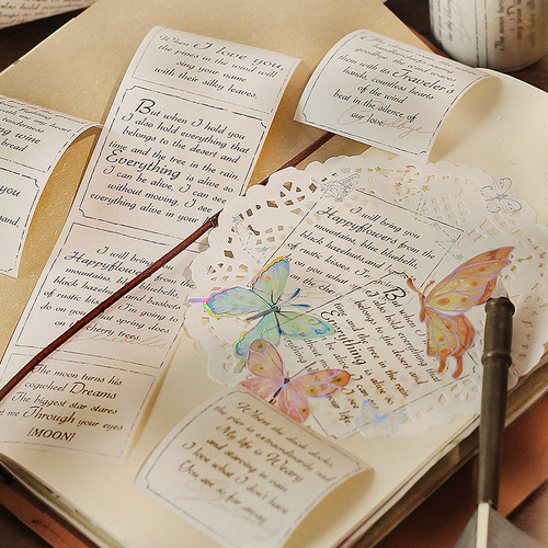 Letter Lover's Tape Epic Symphony Series Retro Literary Poet Text Poetry Notebook Material Sticker