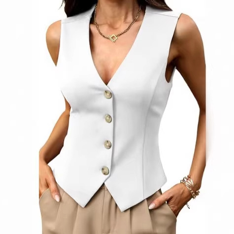 2026 Cross-Border European and American Spring/Summer New V-Neck Vest Amazon Hot-Selling Fashion Women's Top 2026 Cross-Border European and American Spring/Summer New V-Neck Vest Amazon Hot-Selling Fashion Women's Top