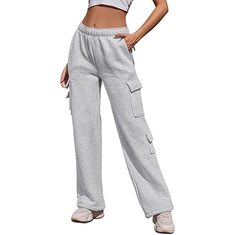 2025 Spring European and American Amazon Women's Casual Sports Multi-Pocket High Waist Sweatpants Loose Fashion Jogger Pants