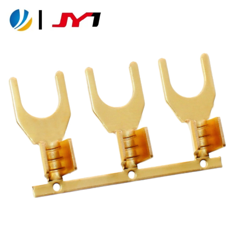聚盈SNB8系列黄铜紫铜镀锡1.2厚5.3/6.2/8.4冷压连带10.5叉形端子