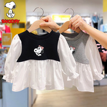 女宝宝娃娃衫2023春秋装新款韩版女童假接拼两件卫衣超洋气时髦