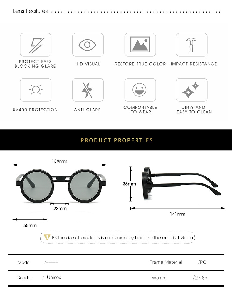 2025 Neue Sonnenbrille im kleinen runden Stil, modische Sonnenbrille mit individueller Persönlichkeit, manuell verstellbar, ideal für Outdoor-Aktivitäten wie Angeln, Großhandel, Trend Cross_voghion.com