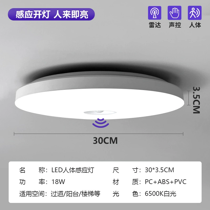LED потолочный светильник, бережное для глаз, водонепроницаемый и влагозащищенный, белый свет, варианты 23–46 см