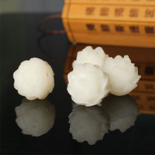 守木坊白玉菩提子白菩提根雕刻莲花散珠DIY佛珠手串手链配件20MM