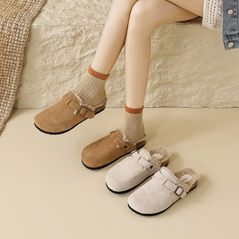 Augu Lion Deng Xiaoping zapatillas de terciopelo 2026 nuevas zapatillas de lana suave de un pie de primavera zapatillas de lana Bocken