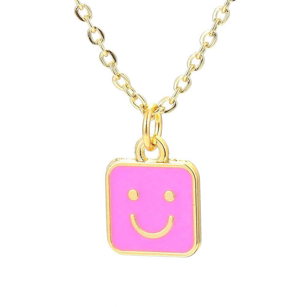 Wholesale Bijoux Forme Carrée Sourire Visage Goutte Pendentif Collier En Cuivre Nihaojewelry display picture 1