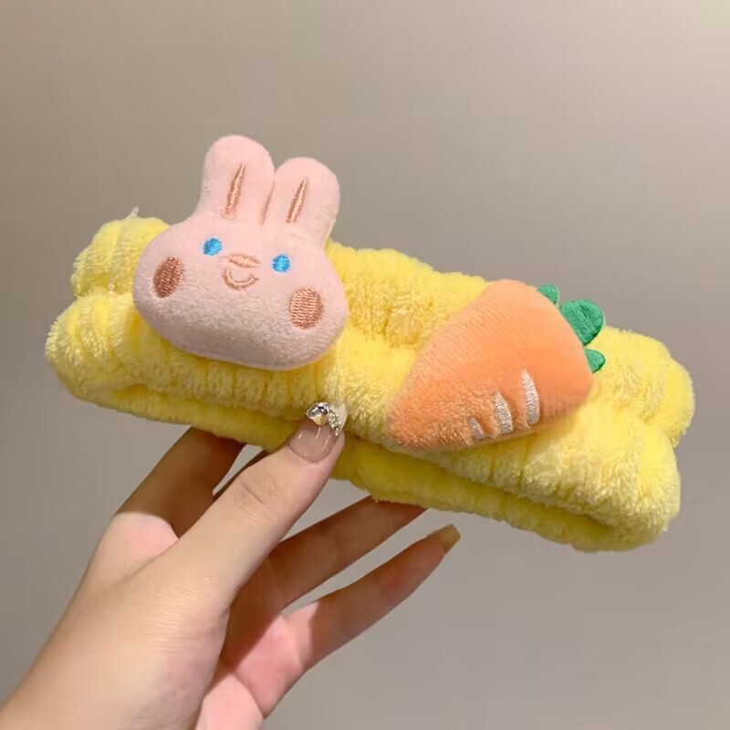 かわいい漫画ぬいぐるみ洗顔ヘッドバンド星豚カエルウサギニンジン猫洗浄とメイク落としヘッドバンド子供用|undefined