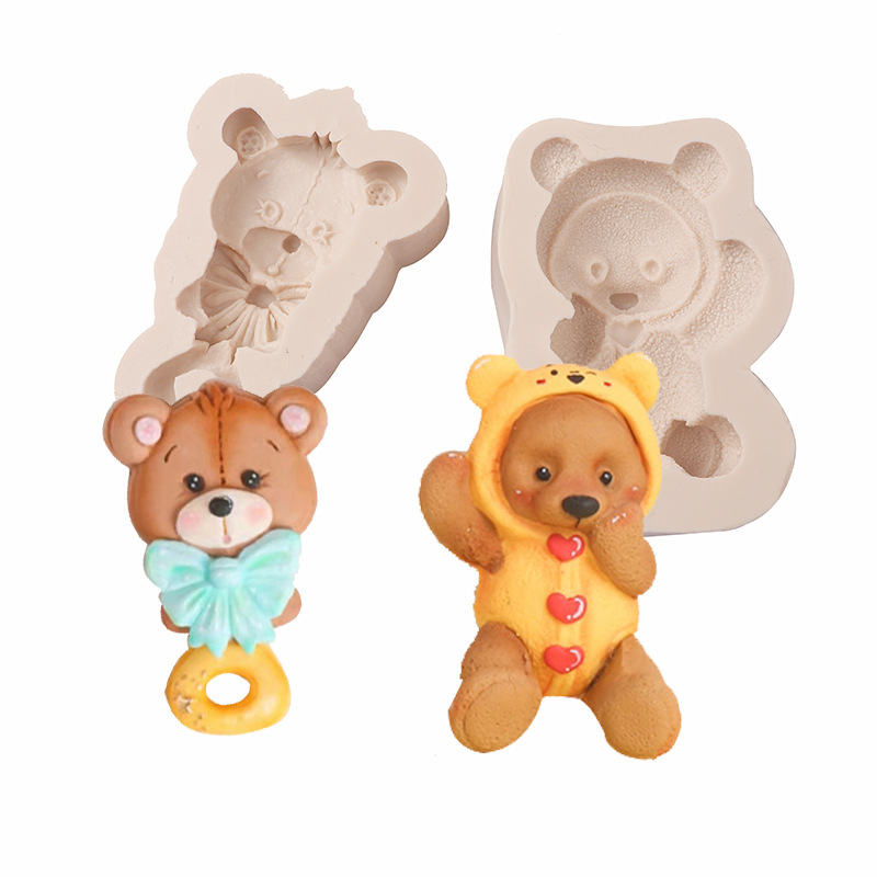 Oso de dibujos animados aromaterapia molde para hornear DIY epoxi decoración la torta del molde chocolate fondant Silicona