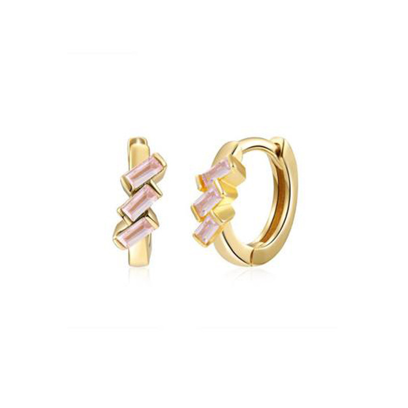 Cross-border European And American Fashion Geometric Multicolor Rectangular Zircon Copper Ear Clip display picture 5