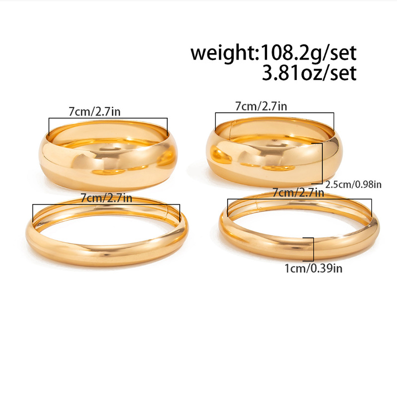 Europa y América de moda transfronteriza brillante boca ancha superpuesta brazalete conjunto de moda personalidad anillo de pigmento de oro exagerado pulsera mujer image 4