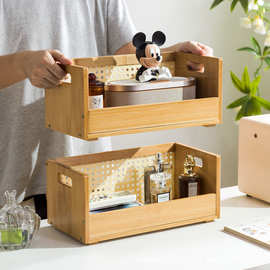 木质桌面书本文具收纳盒学生宿舍化妆品整理盒办公桌杂物储物盒