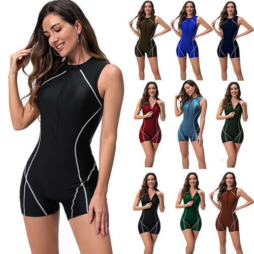 Women's European and American Competitive Swimsuit One-piece Straight-bottom Surf Suit Diving Suit Swimwear