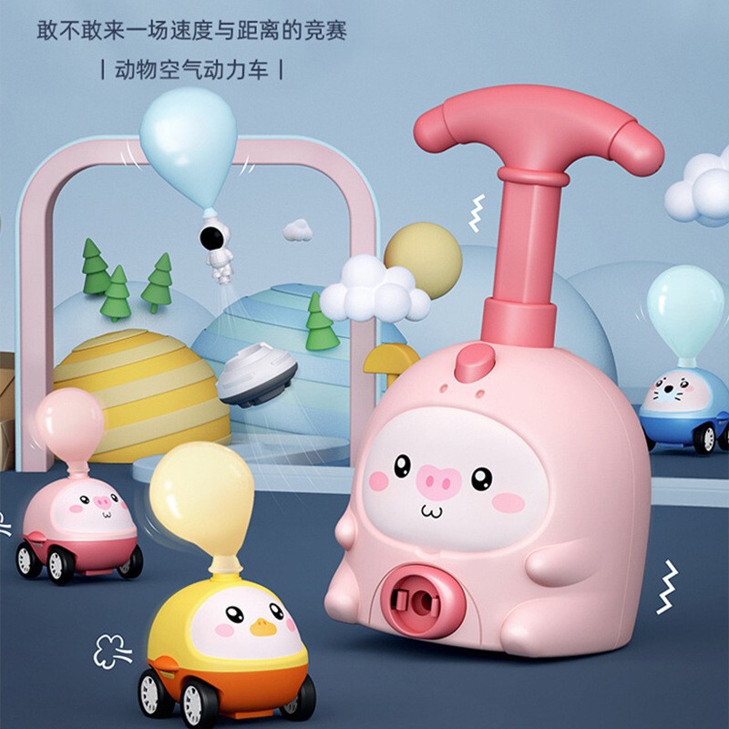 Shake the sound of animal aerodynamic car diy flying pig balloon educational toys wholesale press scooter